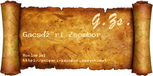 Gacsári Zsombor névjegykártya